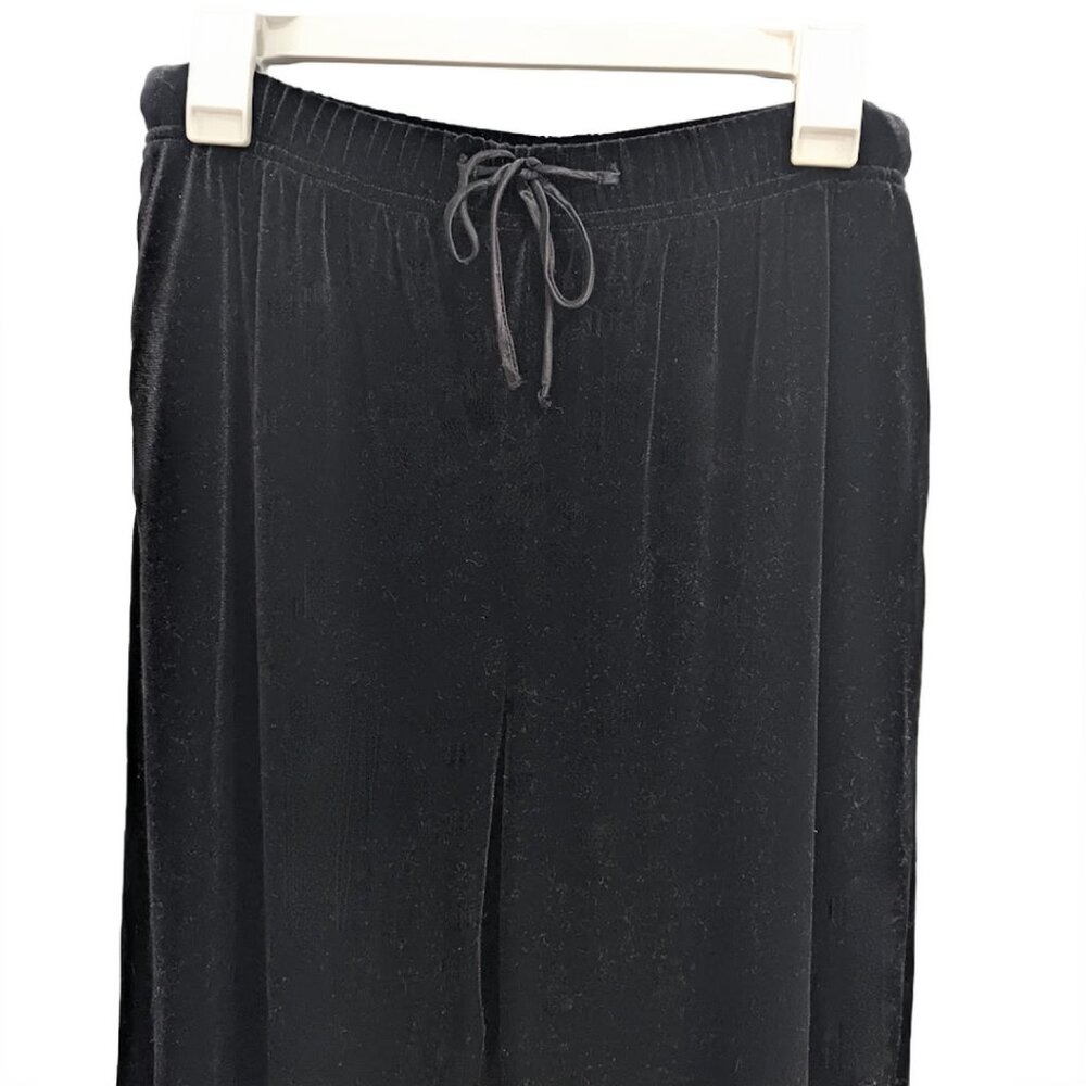 Croft & Barrow Black Velvet Drawstring  Wide Leg Pants